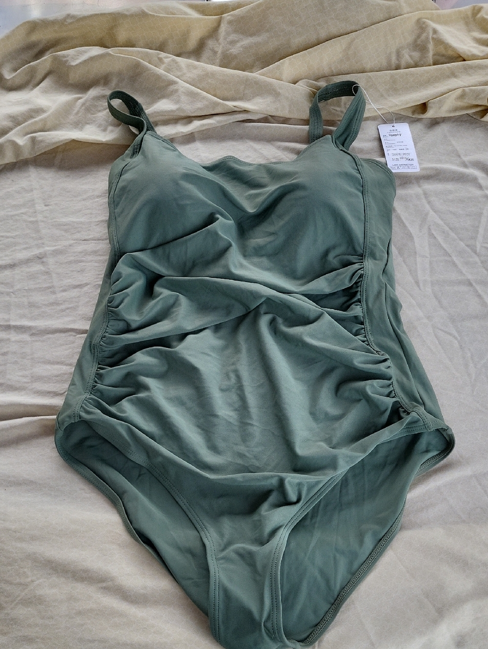 Sage Green Ruched One-Piece Swimsuit